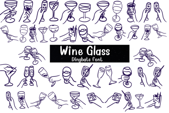 Wine Glass Dingbats Font for Handmade Crafts and Branding